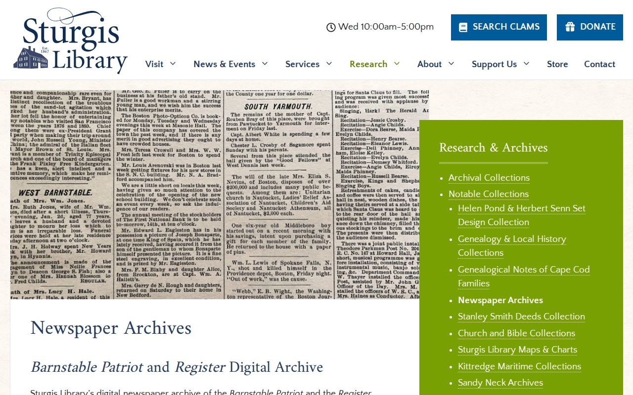 Barnstable city directory newspaper archive at Sturgis Library