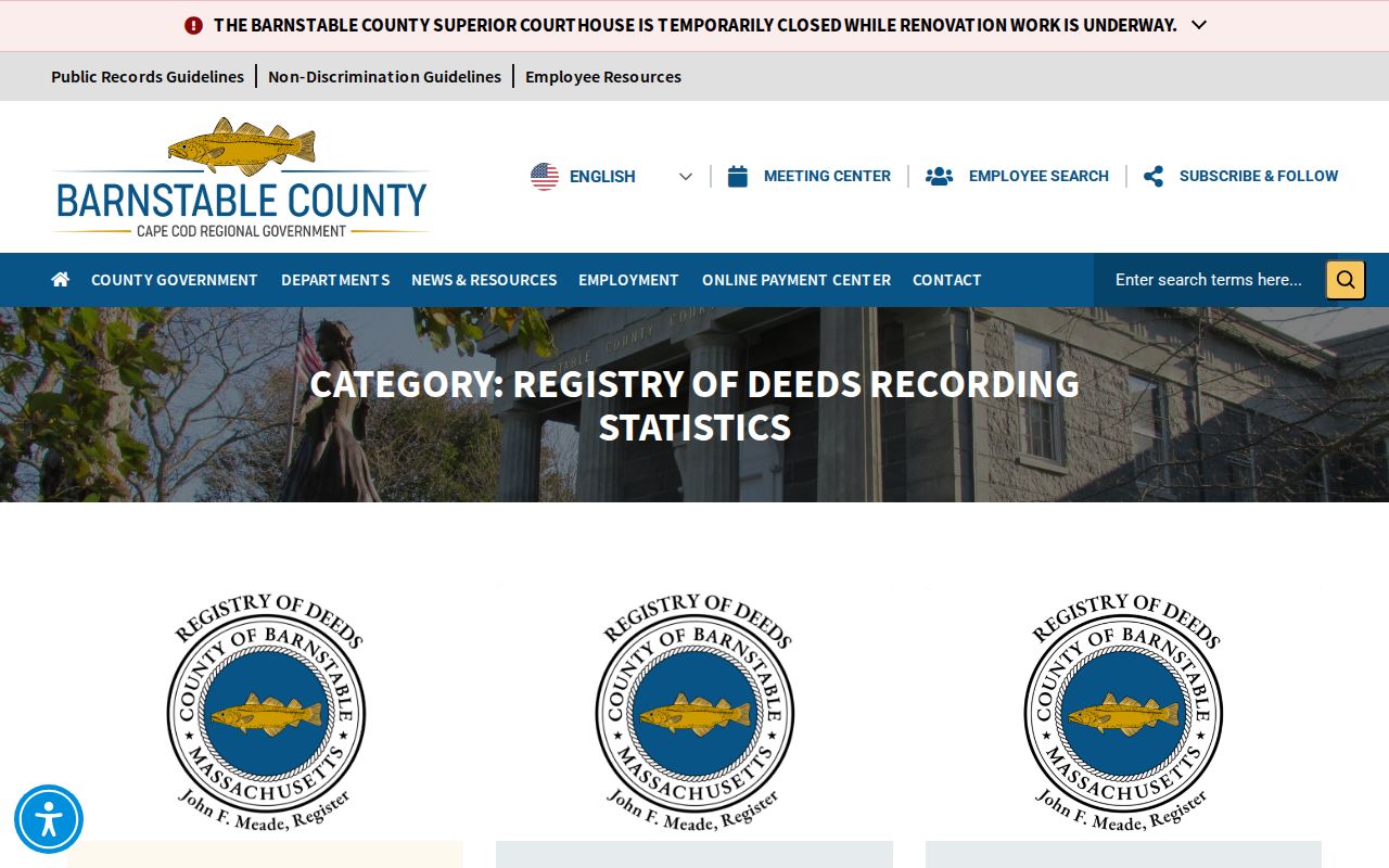 Barnstable neighbors Registry recording statistics source page