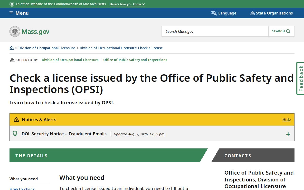 Barnstable ZIP code directory OPSI license lookup fields